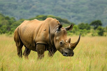 Obraz premium Rhinoceros in the grasslands of the game reserve in Southern Africa