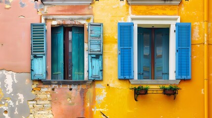 collage of colorful windows and doors in Burano
