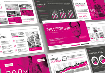 Presentation Template Lyout in Modern Style, Black and White with Electric Pink elements