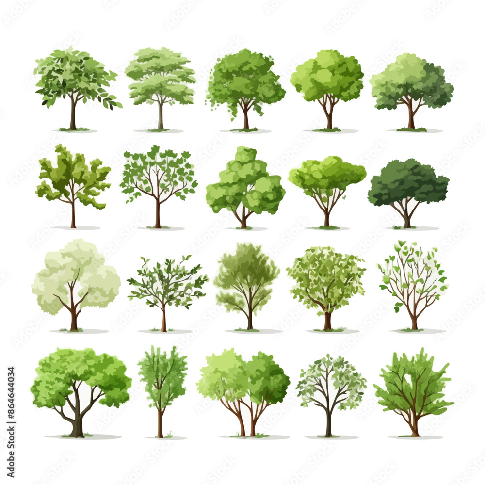 Aufkleber a collection of trees in various sizes and shapes. vector icon