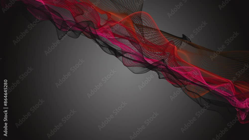 Poster Powerful video animation with particle wave object in slow motion and space for text, 4096x2304 loop 4K