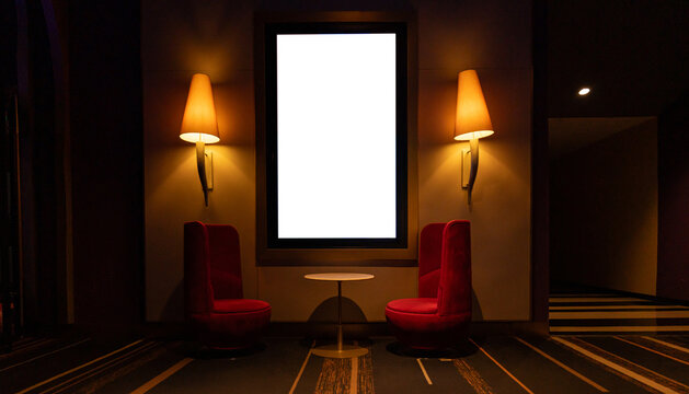 Billboards with blank space movie poster cinema. white blank mockup movie frame.