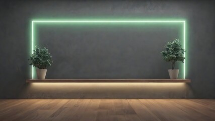 simple luxury grey concrete living room with neon light , minimal style. luxury wallpaper.