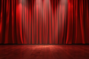 red curtain stage with wooden floor