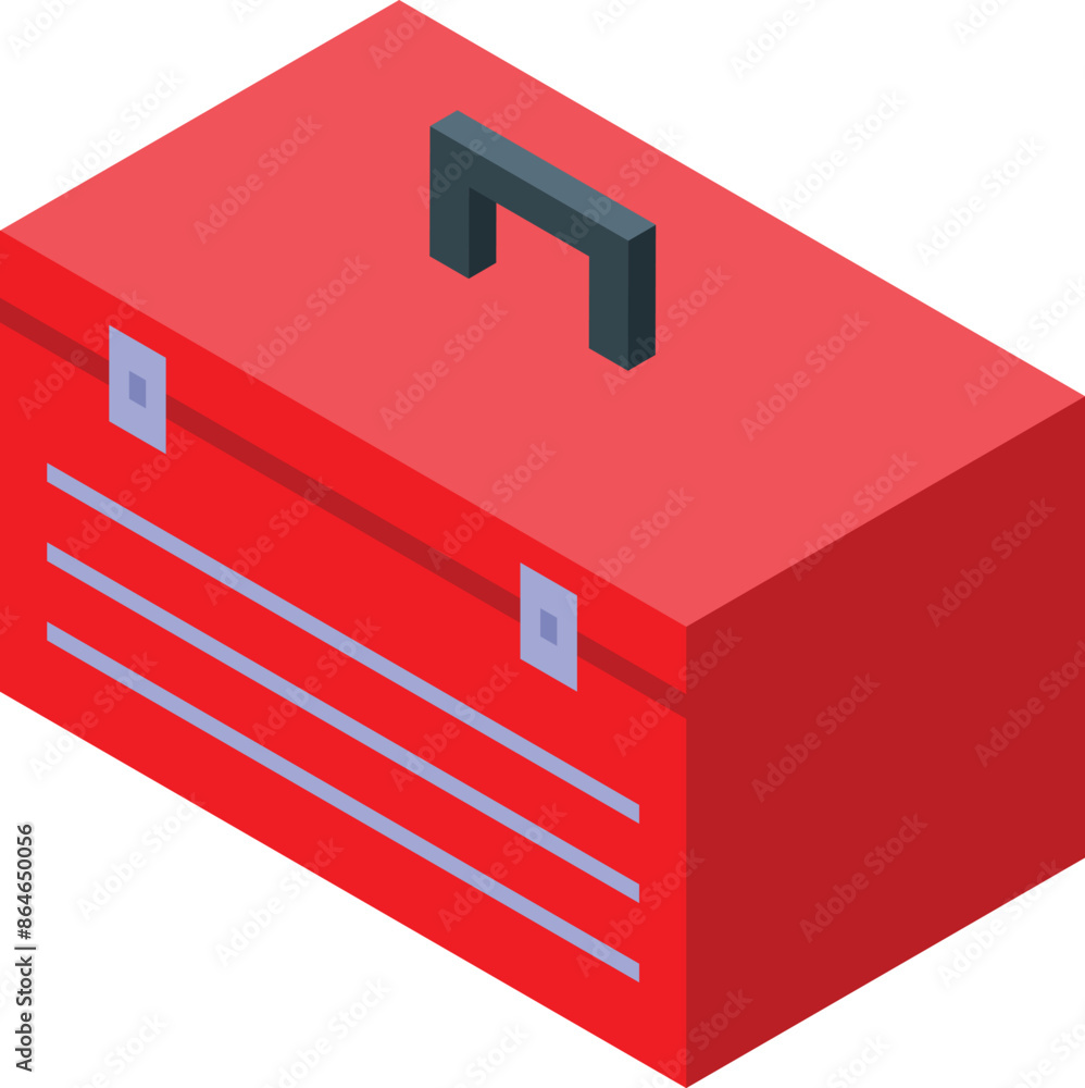 Canvas Prints red toolbox isometric icon illustrating handyman work, construction site equipment and diy projects