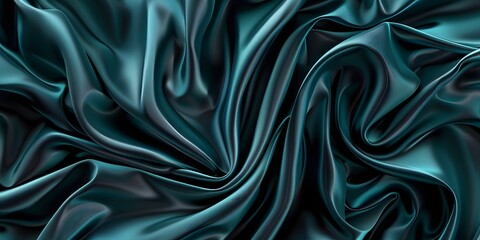 Obraz premium Silky Waves in Dark Blue and Green: Luxury Fabric Art