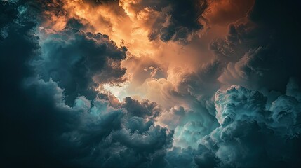 Naklejka premium Intense dark clouds spreading across the sky, creating a dramatic atmosphere