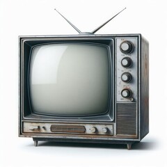 Old Classic television retro vintage tv style with clipping path isolated on a white background