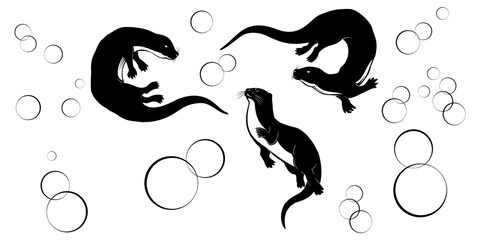 Obraz premium otter silhouette vector