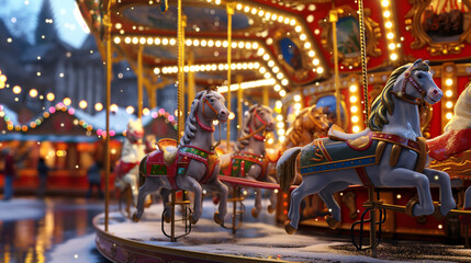 Obraz premium carousel in the park