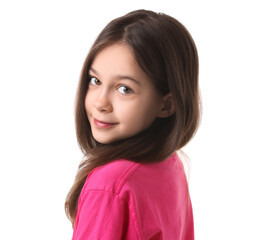 Portrait of beautiful girl isolated on white