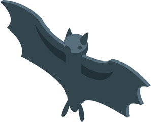 Halloween bat flying with open wings isometric icon