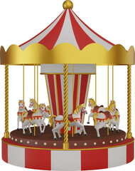isolated realistic carousel with horses. merry go round carousel. 3d carousel toy © Angelica