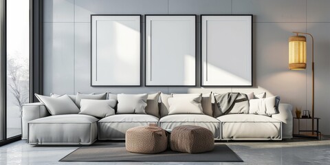 The living room is decorated in a modern style