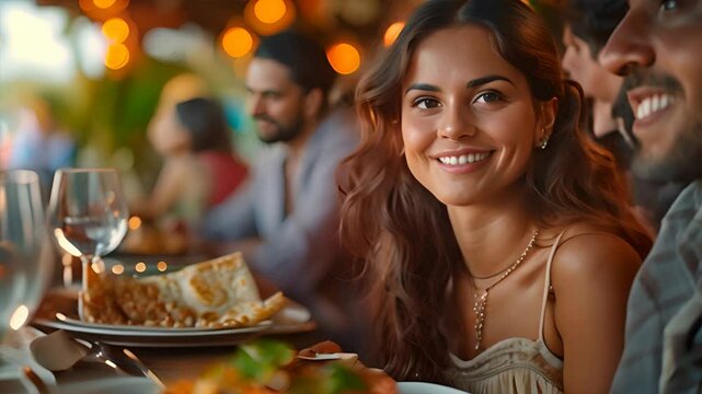 indian couple aged between 20 -25 eating chole bhature in a restaurant, modern clothing,generative ai