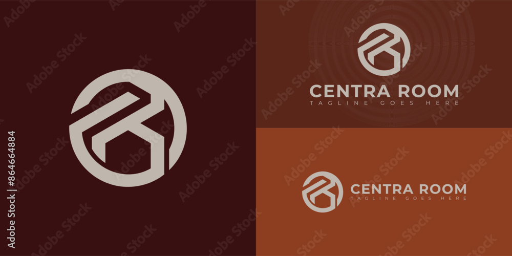 Aufkleber abstract initial circle letter cr or rc logo in gold color isolated on multiple background colors. t