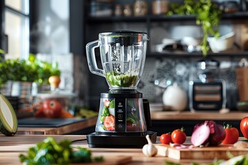 Powerful blender on kitchen table top