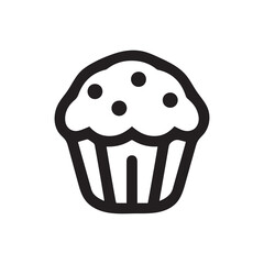 Muffin food outline icon cake. Cook cream black cup design.