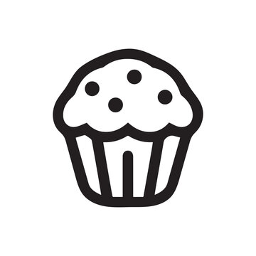 recommend clip art: Muffin food outline icon cake. Cook cream black cup design.