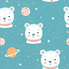 Cute Astronaut Space Seamless Pattern