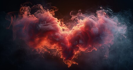 Fototapeta premium Red Smoke Heart Shape Abstract Photography
