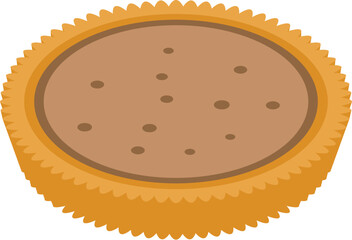 Round cookie with chocolate filling on white background