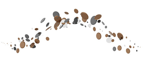 Multicolor confetti abstract background with a lot of falling pieces, isolated on a white background.