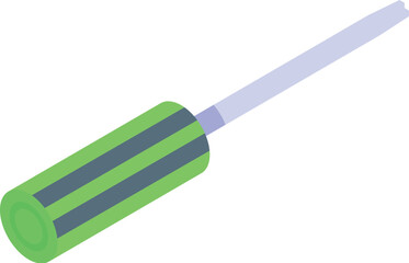 Green screwdriver with a black and green striped handle is lying diagonally, suggesting ongoing work or a diy project