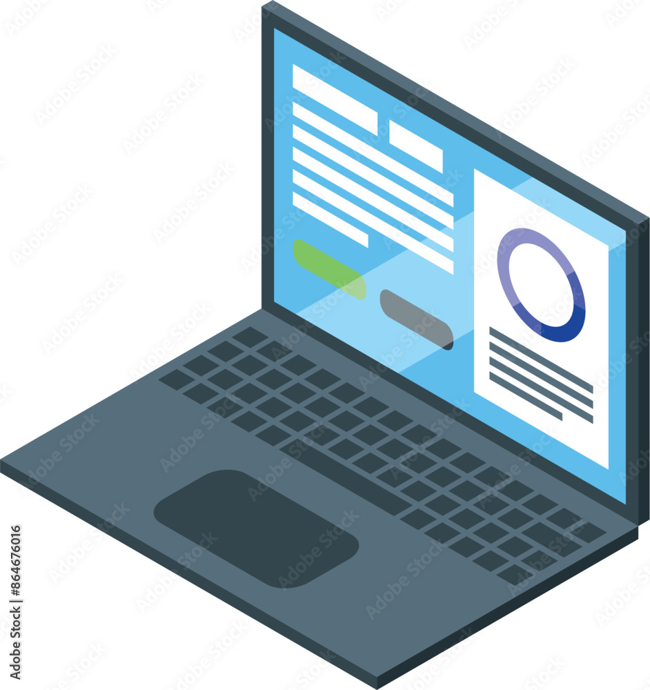 Poster Modern laptop showing a web design software interface, with tools for creating and editing websites