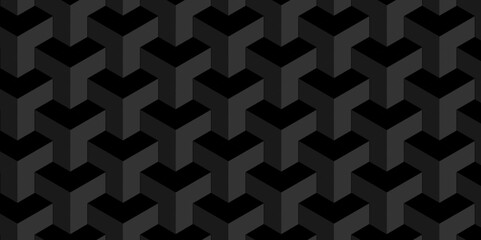 Vector of cube geometric pattern grid backdrop triangle background. Abstract cube geometric tile and mosaic wall or grid backdrop hexagon technology. black or gray geometric block cube structure.