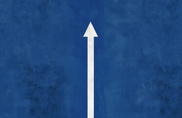  White Arrow Pointing Up on Blue Background Symbolizing Growth and Progress in Business Success