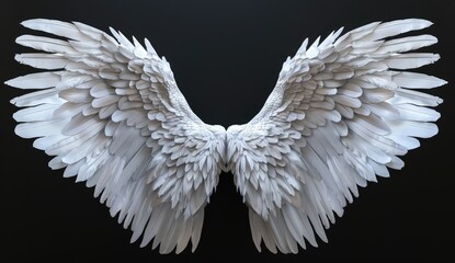 Fototapeta premium Angelic Wings on Black Background