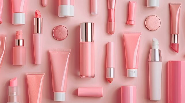 a mackup brushes on pink background