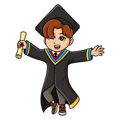 Cartoon boy graduate holding a diploma