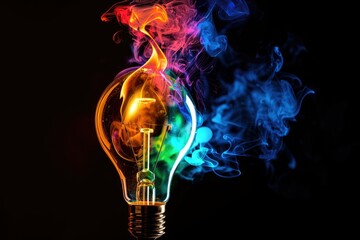 Lightbulb with Colorful Smoke
