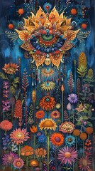 An abstract illustration depicting merging with infinity or spirituality.