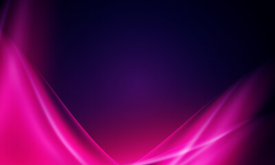 Abstract smooth pink wavy dark background. shiny curve light.