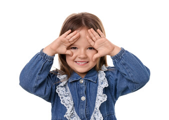 Portrait of happy little girl isolated on white