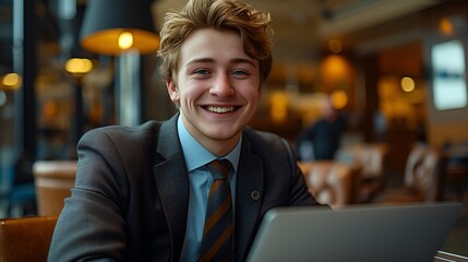 Fototapeta premium CEO- CFO - Business Executive - Auditor - CPA - Meeting clients in a high-end lobby - natural light - blurred background - smiling and confident 