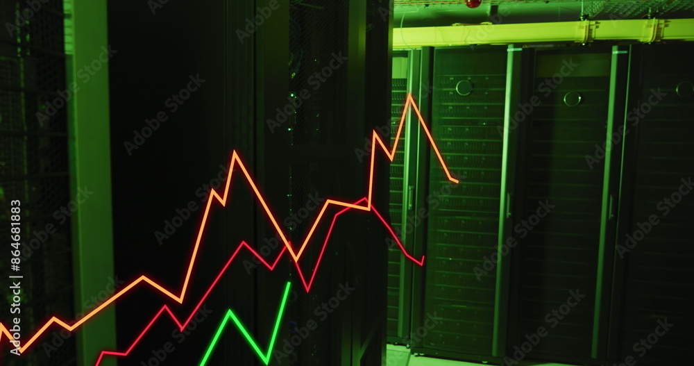 Poster image of growing graphs over illuminated data server systems in server room