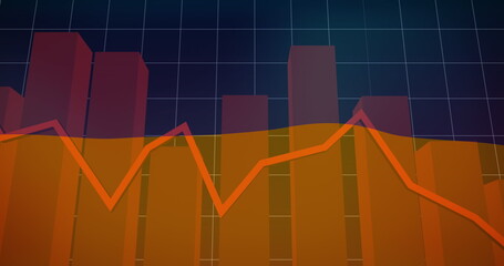 Image of flag of ukraine over financial data processing