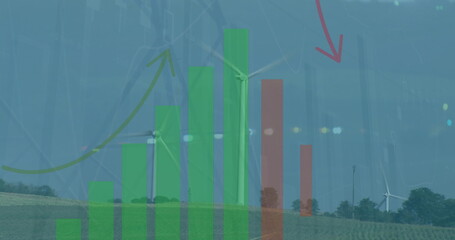 Image of data processing over wind turbines
