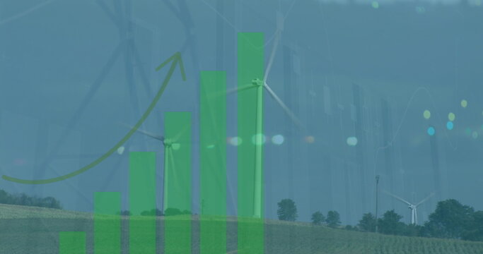 Image of data processing over wind turbines