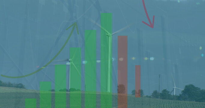 Image of data processing over wind turbines
