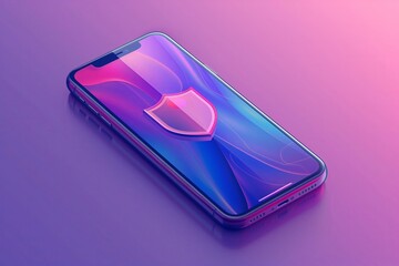 security shield icon on a smart phone, privacy and internet online security concept