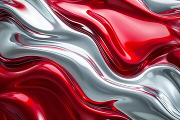 Silver red abstract wavy background created with Generative AI