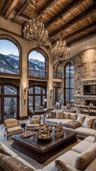 A dream mansion worth tens of millions of dollars with breathtaking views in Aspen, Colorado. Visualized from a real source.
