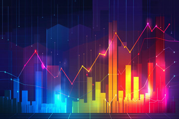 Naklejka premium stock market charts with bullish trends, finance, growth chart