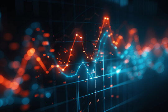 stock market charts with bullish trends, finance, growth chart