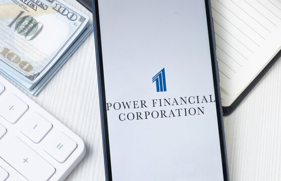 New York, USA - 21 June 2024: Power Financial Logo on Phone Screen, Company Icon